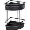 Wenko Scaffale Angolare Molinella, 2 Ripiani da Bagno con Cestini Profondi, Appoggio Sicuro Dei Prodotti per L'Igiene, in Acciaio Inox Opaco con Inserti in Plastica, (Lxaxp): 30 X 35 X 21,5 Cm, Nero