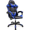 duehome Sedia da gaming ergonomica reclinabile con cuscino lombare e cervicale, ruote a 360°, modello Viper, finitura in nero e blu, dimensioni: 34 cm (larghezza) x 45 cm (lunghezza) x 113-122 cm
