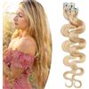SEGO Extension Capelli Veri Biadesivo 20 Ciocche Adesive Nere Tape Biadesive Remy Human Hair Naturali Mossi Ricci 50 cm Biondo Naturale #24