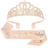 EXIPSAT Set 18° compleanno corona fasciatoio, diadema oro rosa per compleanno ragazza ragazza principessa tiara accessori festa compleanno regalo 18° celebrazione