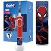 Oral-B Spazzolino Elettrico Ricaricabile Kids +3 anni Con Spiderman Marvel, 1 Custodia Da Viaggio, 1 Testina, 1 Spazzolino