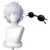 GZIRUE Parrucca Satoru Gojou Cosplay parrucca corta viola argento anime costume con occhiali parrucca parrucca parrucca