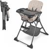 kk Kinderkraft Kinderkraft FOLDEE Seggiolone Pieghevole, 6-36 Mesi, Cinture a 5 Punti, Schienale Regolabile, Doppio Vassoio, Cestello, Grigio