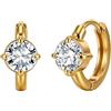 HeyMeili Orecchini Cerchio Donna Acciaio Inossidabile Orecchini con Pietra Rotonda Placcati in Oro 18K Orecchini Piccoli Anallergici Oro Argento Donna