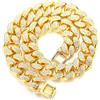 HALUKAKAH Catena Cubana Uomo Iced out,20MM Uomo Catena d'oro Miami Placcato in Oro 18 Carati Collana Girocollo Collana 40cm,Cz Completa Taglio Diamante Prong Set,Regalo per Lui