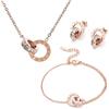 Hanaoops Parure di Gioielli da Donna Collana Bracciale Orecchini Set con Numeri Romani Rotondo Ciondolo Placcato Oro Rgento Regolabile Collane Bracciali per Lei Donna Moglie Mamma