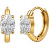 HeyMeili Orecchini Cerchio Donna Acciaio Inossidabile Orecchini con Pietra Ovale Placcati in Oro 18K Orecchini Piccoli Anallergici Oro Argento Donna