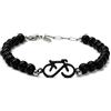 Aloha Bracciale Bici Regolabile 18+3 cm in Acciaio e Agata Nera 6mm