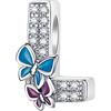 LNQOBU Ciondolo con Lettera Dell'alfabeto in Argento Sterling 925 Charm Bead con A-Z Pendente con Zirconia 5A Compatibile con Pandora e Europei Bracciale Collane da Donna