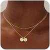 Turandoss Regalo per la festa della mamma per mamma, bambini, delicata collana placcata oro 14 K a strati con due lettere dalla A alla Z, collana alla moda per compleanno, amicizia, festa della mamma
