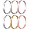 Zollen Fedi nuziali in silicone da donna, 3 mm, colore metallico, in gomma sottile, impilabile, in silicone ipoallergenico, 11 - 11.5(20.6mm), Silicone