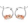 Clearine 925 Argento 14K Rosa Oro placcato Dainty Cute Sloth Huggie Hoop Orecchini pendenti Animale Jewellery Regali per Donne