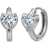 HeyMeili Orecchini Cerchio Donna Acciaio Inossidabile Orecchini con Pietra Cuore Placcati in Oro Bianco Orecchini Piccoli Anallergici Oro Argento Donna
