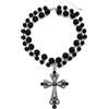 Faruodis Collana con ciondolo a forma di croce con perle sintetiche, stile vintage, con strass e crocifisso, gioiello da donna, Misura unica, Lega di acciaio Strass lega di acciaio Strass Perle finte, Nessuna