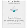 Philip Jones Dicembre (Topazio Blu) Anello Regolabile con Pietra Portafortuna Creato con Cristalli Zircondia®