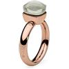 Qudo Firenze White Topaz Anello color oro rosa con pietra bianca, Acciaio inossidabile