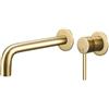 VALAZ Rubinetto Lavabo da Incasso Oro Spazzolato PVD Serie Selva | Rubinetto da lavabo da incasso a parete, miscelatore monocomando, apertura a freddo, ottone e acciaio inox, risparmio idrico