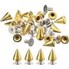 QUARKZMAN 20 Set Rivetti in Pelle, 7x10mm Cono Punte Borchie e Punta Metallo Rivetti a Vite Retro Rivetto per Abbigliamento Cinture Borse Scarpe Fai-da-Te Pelletteria,Tonalità Oro