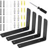 REBECCAGIBSON 4 Pezzi Staffe a L con Tasselli Pareti in Cemento,Viti,Cacciaviti lunghi e corti, 200 mm Staffe Angolo Carico Pesante 90 gradi, Staffe Mensola Nero in Acciaio Inox Staffa