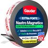 GAUDER Nastro magnetico adesivo forte - Striscia magnetica forte - Nastro magnetico ritagliabile extra forte - Nastro magnetico extra forte - Nastro adesivo magnetico (3 m x 25 mm)