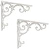 Relaxdays 4x Staffe per Mensole, Supporti dal Design Barocco, Reggimensola Angolari per Scaffali, Stile Vintage, Bianco