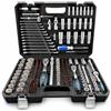 Gebo Tools Valigetta utensili professionale, set di chiavi a bussola, inserti Torx cricchetti, chiavi combinate, chiavi a brugola, prolunghe, kit attrezzi per auto, officina fai-da-te con attacchi 1/4 1/2'' 3/8