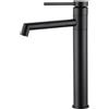 BONADE Rubinetto Bagno Lavabo Nero, Miscelatore Lavabo Bagno Alto Girevole a 360° Nero, Rubinetti Bagno Nero Opaco con Bocca Alta 21 cm per Lavabo da Appoggio, Rubinetto Lavandino Bagno