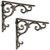 Relaxdays 4x Staffe per Mensole, Supporti dal Design Barocco, Reggimensola Angolari per Scaffali, Stile Vintage, bronzo