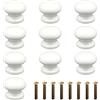 Gotetiso Pomelli Bianchi 10 Pezzi Legno Pomelli per Mobili Pomelli per Cassetti Pomello per Cassetto a Forma di Tondo Mobile a Fungo Manopole Pomelli Cucina con Vite