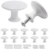 Misuyue 10pc Bianco pomelli per cassetti, maniglie armadio manopola rotonda, manopole armadio in acciaio inox, 30 millimetri piccolo pomello della porta per armadi, cucina, mobili