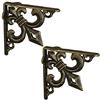 Relaxdays 6X Staffe per Mensole, Supporti dal Design Barocco, Reggimensola Angolari per Scaffali, Stile Vintage, Bronzo | Ornamento a forma di giglio, staffa da parete vintage per ripiano