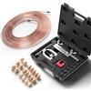 VEVOR Kit di Strumenti per Svasatura Doppia e Singola dei Tubi Freno a 45°, Kit di Riparazione per Tubi Freno Rivestiti in Rame 7,6 mx4,76 mm (16 raccordi e 4 raccordi), con Tagliatubi e 5 Adattatori