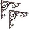 Relaxdays 4X Staffe per Mensole, Supporti dal Design Barocco, Reggimensola Angolari per Scaffali, Stile Vintage, Marrone
