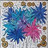 DORON ARTE QUADRO MODERNO ASTRATTO DIPINTO A MANO TELAIO GALLERY BORDI DIPINTI - FIORI IN BLU - 60x60x4 cm -RIF55