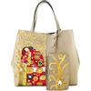 Arte Lisanti Borsa in Pelle Dipinta a Mano - L' ABBRACCIO DI KLIMT - a Spalla, a Tracolla, Borsa Donna, Idea Regalo, Artigianato Italiano, Made In Italy, Vera Pelle, Tote Bag