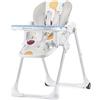 kk Kinderkraft Kinderkraft YUMMY Seggiolone Pappa, Regolabile, Pieghevole, Ripiano Smontabile, Bambini da 6 Mesi fino a 3 Anni, Multicolore