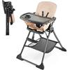 kk Kinderkraft Kinderkraft FOLDEE Seggiolone Pappa, Portatile, Sedia bambini da tavolo, Pieghevole in dimensioni compatte, Schienale e poggiapiedi regolabile, con Vassoio e Cestello, Facile da pulire, Rosa