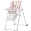 kk Kinderkraft Kinderkraft YUMMY Seggiolone Pappa, Rialzo da Sedia, Regolabile, Pieghevole, Alzase Bambini da 6 Mesi fino a 3 Anni, Rosa
