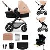 kk Kinderkraft Kinderkraft MOOV 2, passeggino multifunzionale 4 in 1 trio neonato, navicella e passeggino 2 in 1, seggiolino auto MINK PRO i-Size, ruote antiforatura, Beige