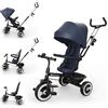 kk Kinderkraft Kinderkraft ASTON 2 PRO Triciclo bambini dai 9 Mesi fino 25 kg, Passeggino con Maniglione regolabile, Bici, Sedile girevole Fronte Mamma e Strada, Cappottina pieghevole, Ruota libera, Blu