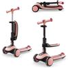kk Kinderkraft Kinderkraft HALLEY 2 Monopattino 2 in 1, Sedia Regolabile (25-33 cm), Manubrio 4 Altezze, Sterzo a Bilanciamento, Ruote LED, Pieghevole, Dai 18 Mesi, Rosa