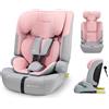 kk Kinderkraft Kinderkraft SAFETY FIX 3 PRO I-SIZE 76-150 cm Seggiolino Auto 9-36 kg isofix, Alzatina auto bimbi, Poggiatesta regolazione, Cinture di sicurezza, extra TOP TETHER, Facile da pulire, Rosa