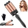 YICAIZI Ferro Arricciacapelli 3 botti Beach Waves Ferro ondulato per capelli, 25 mm Piccoli riccioli Ferro arricciacapelli in ceramica Impostazione della temperatura Riscaldamento rapido con guanto, Oro rosa
