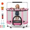 VEVOR Trampolino Elastico per Bambini 142 cm Carico 60 kg Rete Protezione, Giocattolo per Divertimento Esercizio Bambini da Interno Esterno Barra Regolabile, Trampolino Uso Domestico, Colore Rosa