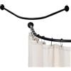 APHTOCF Bastone Tenda Doccia Angolare a Pressione a Forma di L, Asta per Tenda Doccia Telescopica Senza Foratura, Bastone Tenda Vasca da Bagno in Acciaio Inox, Senza Supporto Soffitto, 70-95x90-130cm