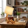 B·LED BARCELONA LED BARCELONA LED YOKI Lampada Da Tavolo In Legno Snodata E27 | Corpo Naturale, Paralume Tessile Bianco, Cavo Arancione, Spina Con Interruttore, Per Scrivania E Mensola