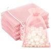 G2PLUS 100 Sacchetti Organza Rosa 10x15cm,Sacchetti Regalo in Organza | Sacchettini Confetti con Coulisse per Uso Regalo,Occasione Matrimonio,San Valentino
