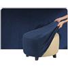 QOEUIUJ Copri Pouf Rotondo 60 90 cm Velluto Elasticizzato Copertura Ottomana Round 40x40 45x45 Protettiva for Poggiapiedi con Fondo Elastico(Marina,Diameter 48cm)