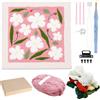 Allazone Punch Needle Kit Telaio Ricamo Starter Kit Quadrata Kit di Ricamo per Aghi da Punzonatura con Flower Pattern, Penna per Adulti Principianti (Rosa e Bianco)