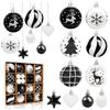 Aitsite Palline di Natale Nero e Bianco, 38 Pezzi, 6CM / 3CM, Plastica, Decorazioni Natalizie per Albero, Palle di Natale Infrangibili